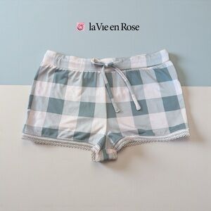 NEW, La Vie En Rose, Ultra Soft Sleep Shorts, Pink & Grey Checkered, Size S